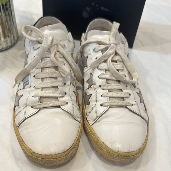 Authentic Saint Laurent Leather Star Sneakers - Picture 6 of 17